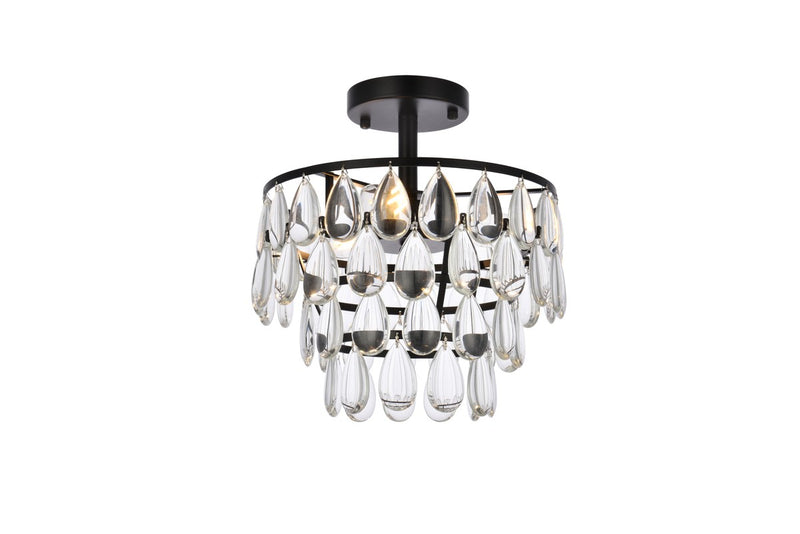 Elegant Lighting 1103F12BK Three Light Flush Mount, Black
