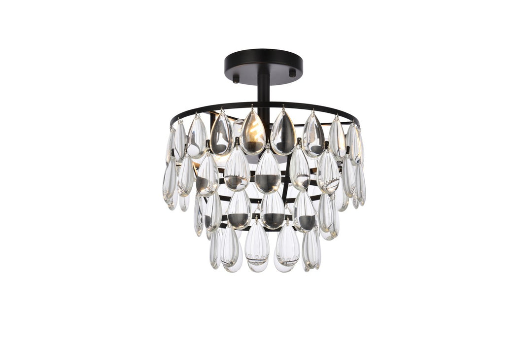 Elegant Lighting 1103F12BK Three Light Flush Mount, Black