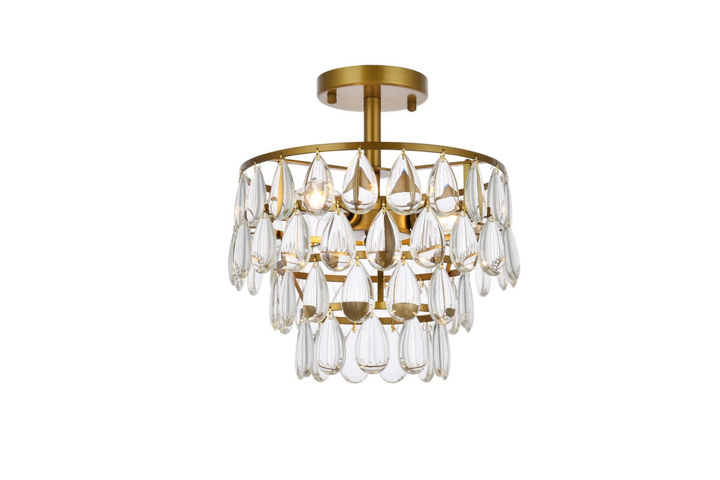 Elegant Lighting 1103F12BR Three Light Flush Mount, Brass