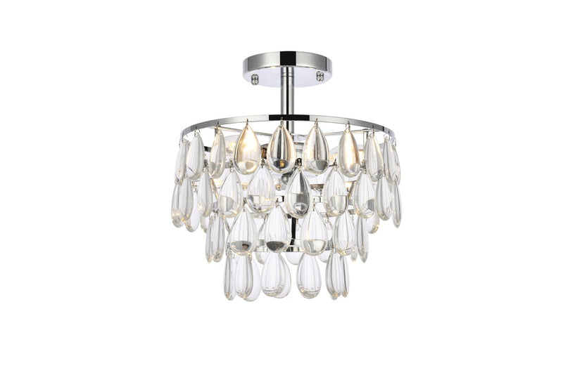 Elegant Lighting 1103F12C Three Light Flush Mount, Chrome
