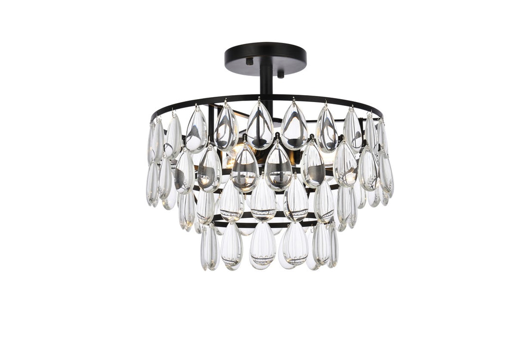 Elegant Lighting 1103F14BK Three Light Flush Mount, Black