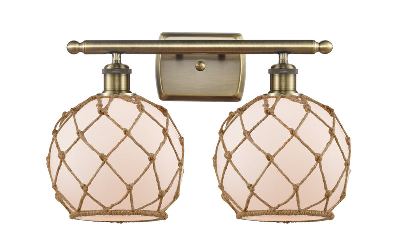 Innovations 516-2W-AB-G121-8RB Two Light Bath Vanity, Antique Brass