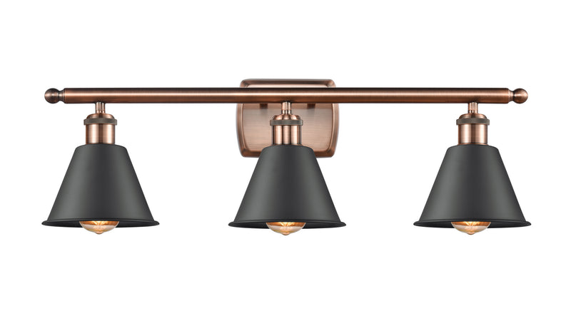 Innovations 516-3W-AC-M8 Three Light Bath Vanity, Antique Copper