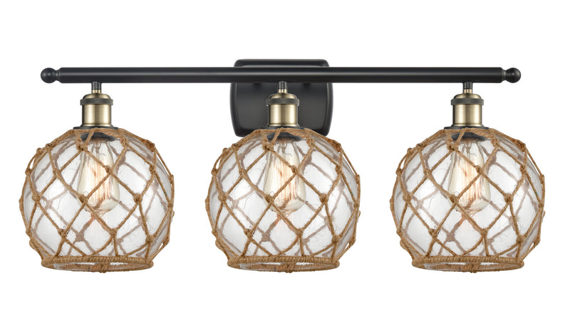 Innovations 516-3W-BAB-G122-8RB Three Light Bath Vanity, Black Antique Brass