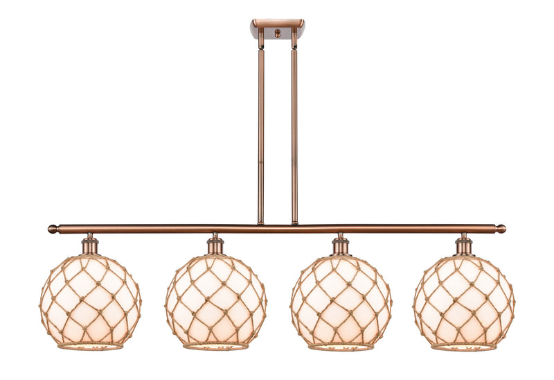 Innovations 516-4I-AC-G121-10RB Four Light Island Pendant, Antique Copper