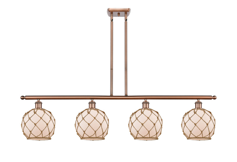 Innovations 516-4I-AC-G121-8RB Four Light Island Pendant, Antique Copper