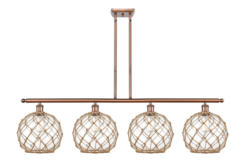 Innovations 516-4I-AC-G122-10RB Four Light Island Pendant, Antique Copper