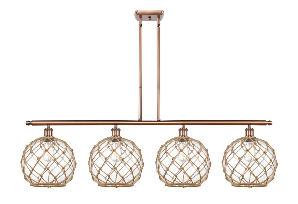 Innovations 516-4I-AC-G122-10RB Four Light Island Pendant, Antique Copper