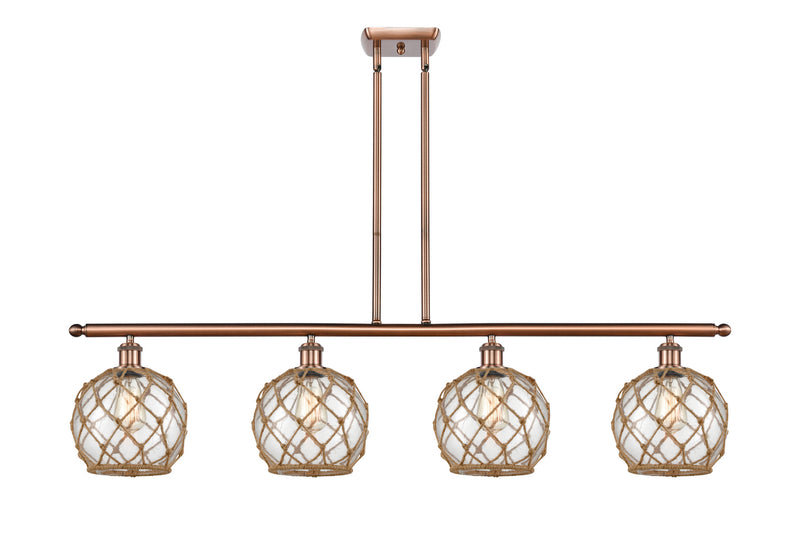 Innovations 516-4I-AC-G122-8RB Four Light Island Pendant, Antique Copper