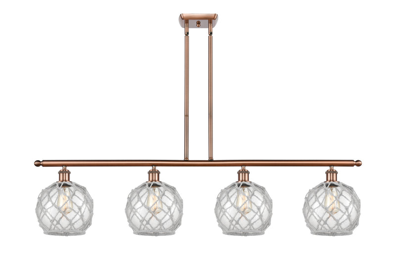 Innovations 516-4I-AC-G122-8RW Four Light Island Pendant, Antique Copper