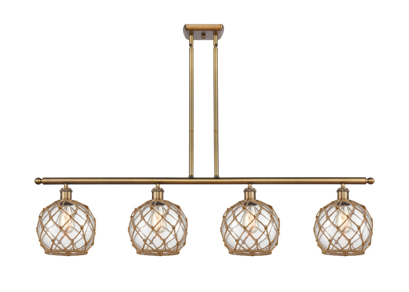 Innovations 516-4I-BB-G122-8RB Four Light Island Pendant, Brushed Brass