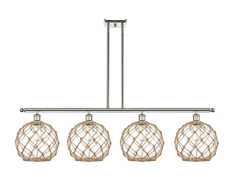 Innovations 516-4I-PN-G122-10RB Four Light Island Pendant, Polished Nickel