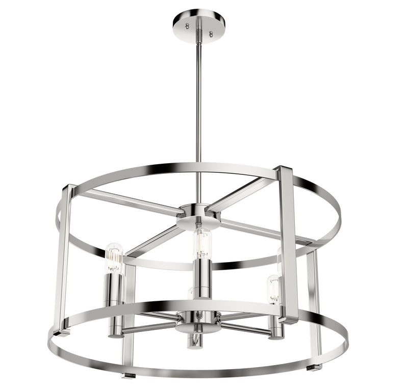 Hunter 19000 Six Light Chandelier, Polished Nickel