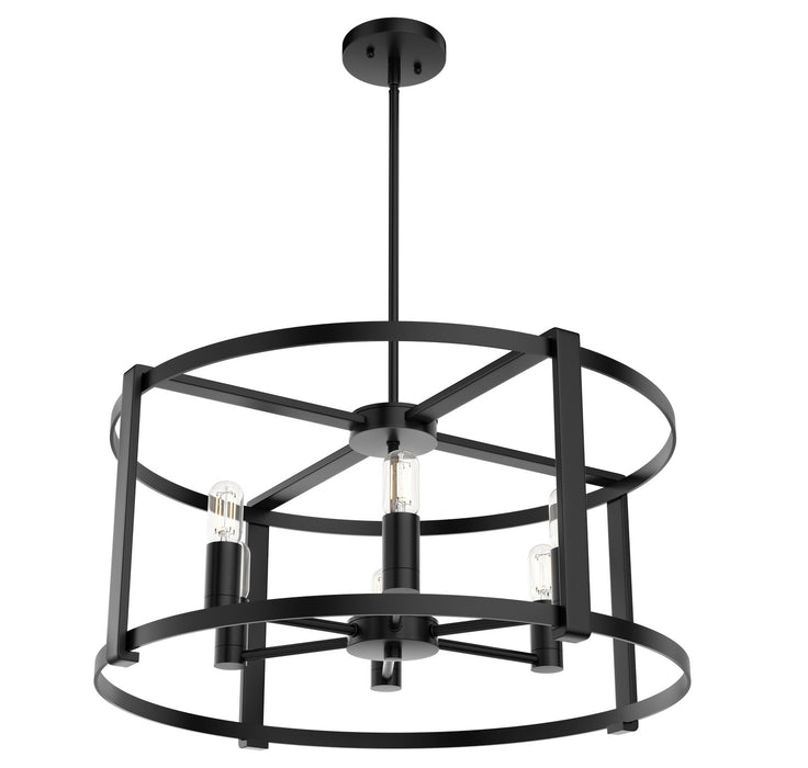 Hunter 19001 Six Light Chandelier, Matte Black