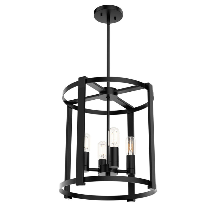 Hunter 19003 Four Light Chandelier, Matte Black