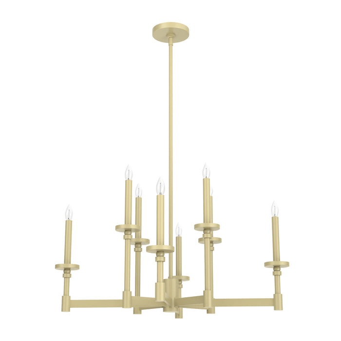 Hunter 19053 Eight Light Chandelier, Modern Brass