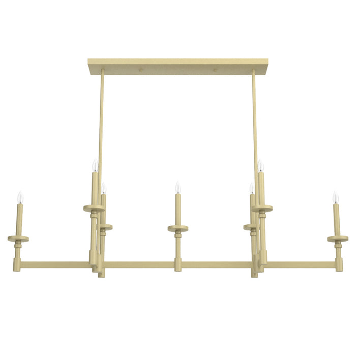 Hunter 19055 Seven Light Linear Chandelier, Modern Brass