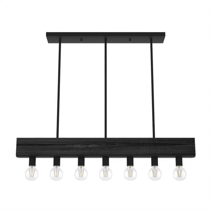 Hunter 19057 Seven Light Linear Chandelier, Natural Black Iron