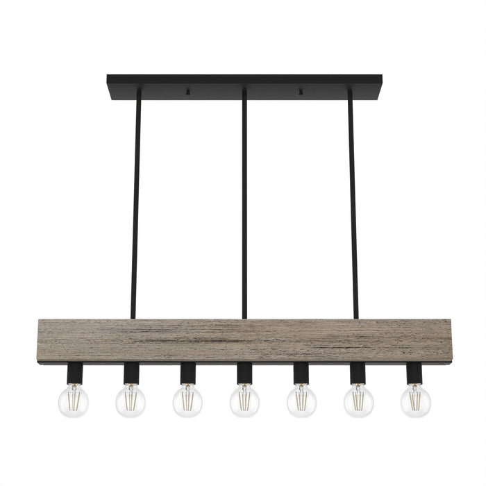 Hunter 19058 Seven Light Linear Chandelier, Rustic Iron