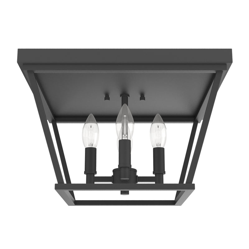 Hunter 19074 Four Light Flush Mount, Natural Black Iron