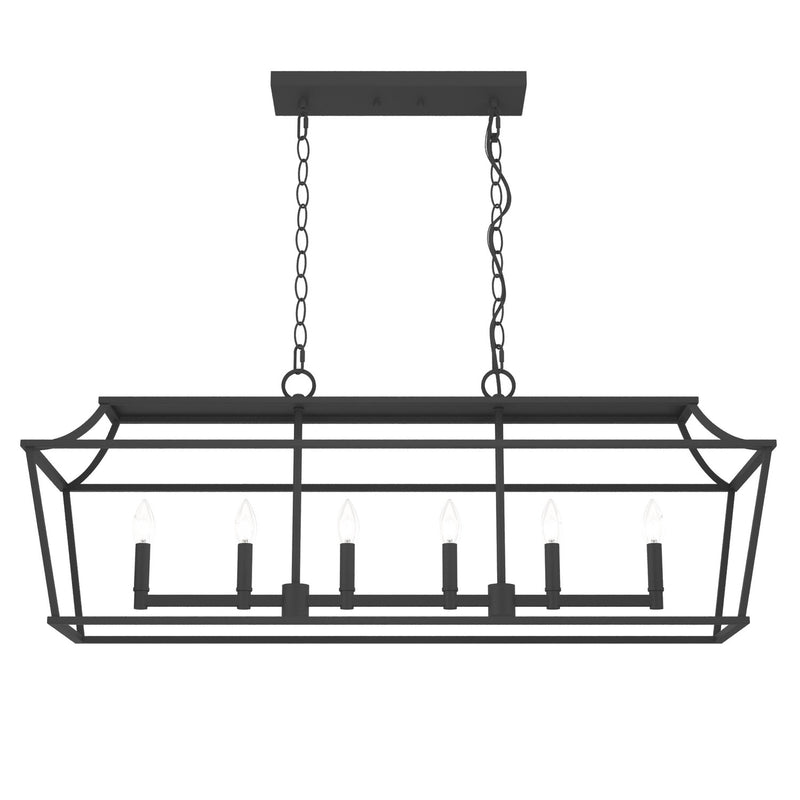 Hunter 19077 Six Light Chandelier, Natural Black Iron