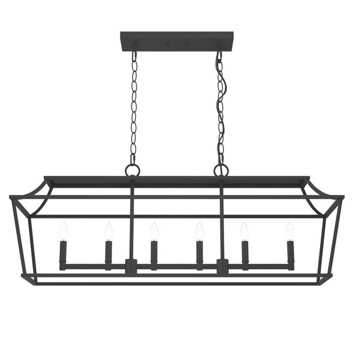 Hunter 19077 Six Light Chandelier, Natural Black Iron