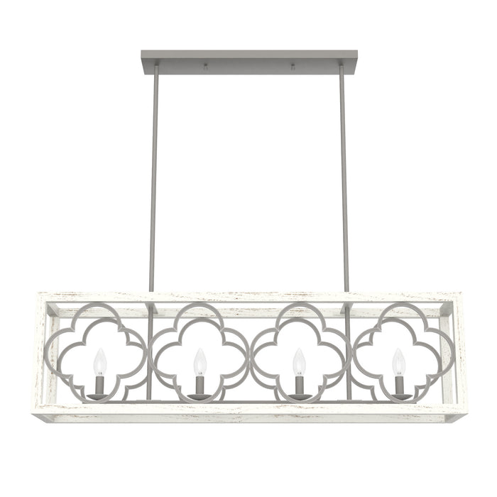 Hunter 19098 Four Light Linear Chandelier, Painted Concrete