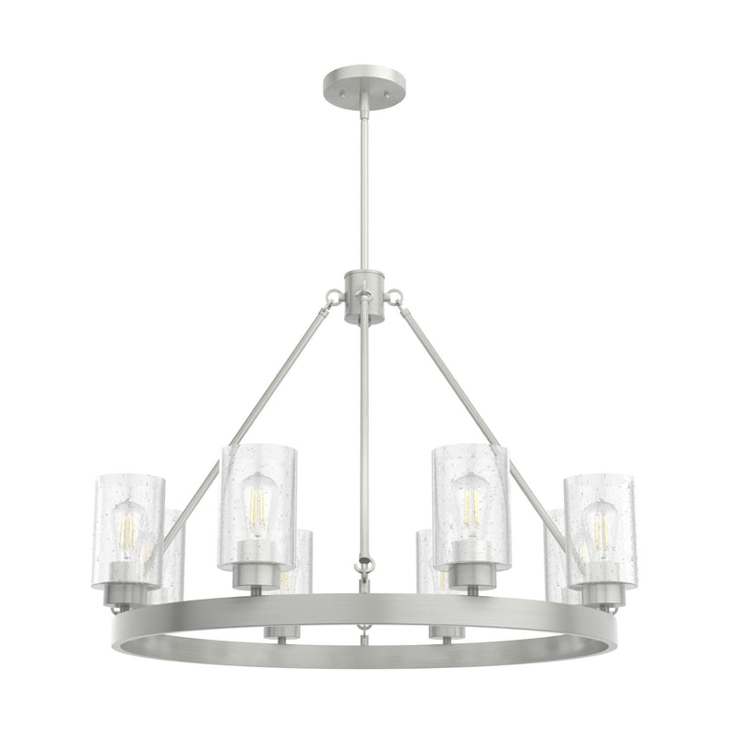 Hunter 19135 Eight Light Chandelier, Brushed Nickel