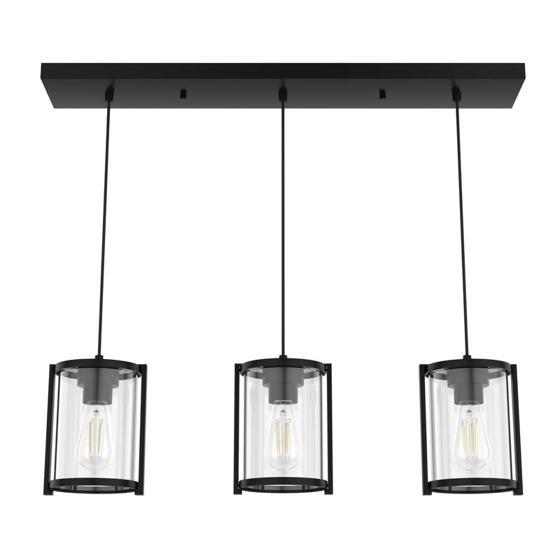 Hunter 19137 Three Light Pendant, Matte Black