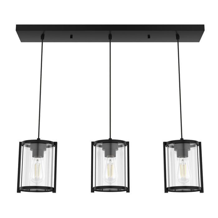 Hunter 19137 Three Light Pendant, Matte Black