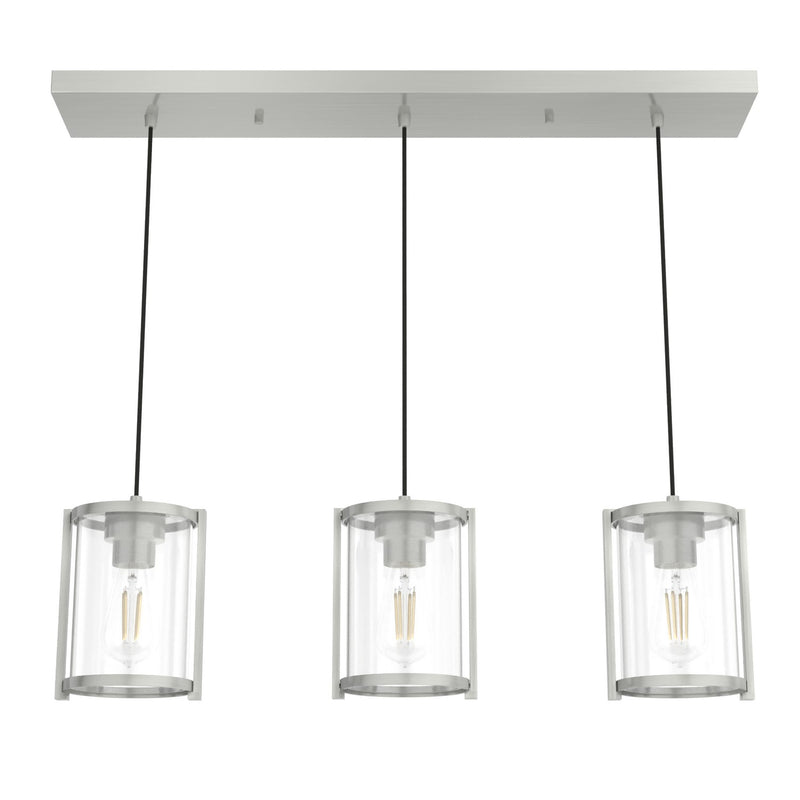 Hunter 19138 Three Light Pendant, Brushed Nickel