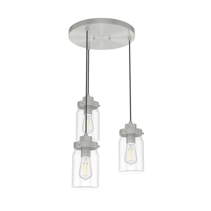 Hunter 19158 Three Light Pendant, Brushed Nickel