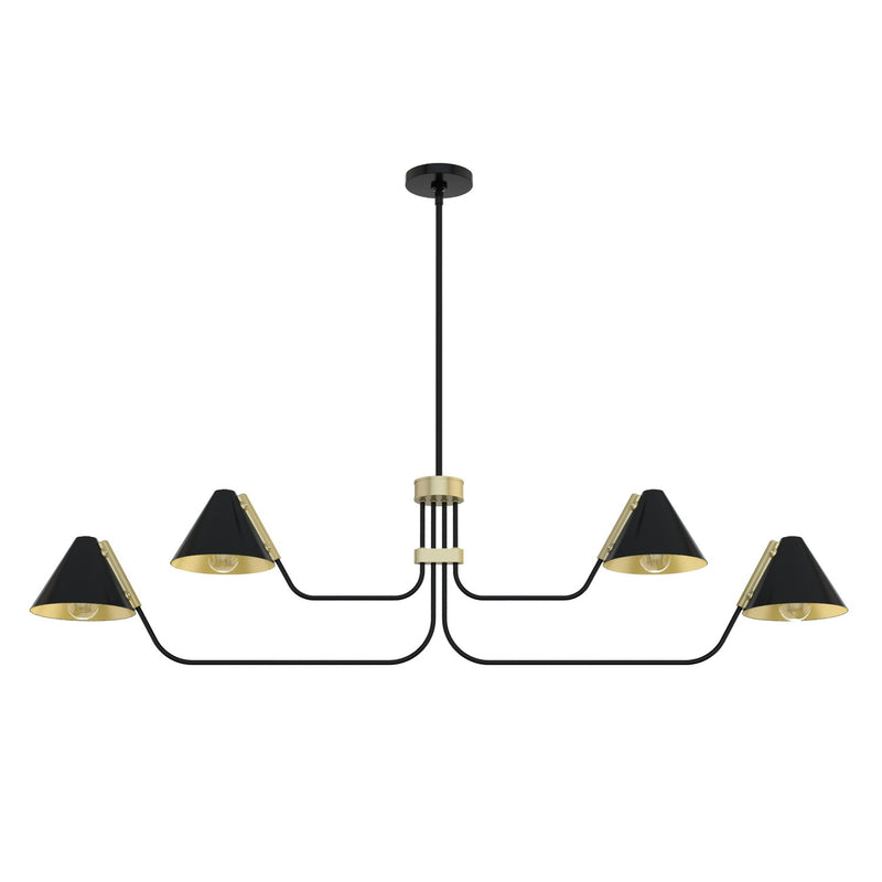 Hunter 19206 Four Light Chandelier, Matte Black