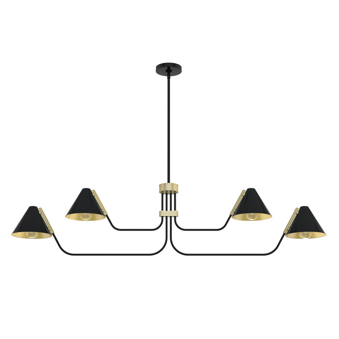 Hunter 19206 Four Light Chandelier, Matte Black