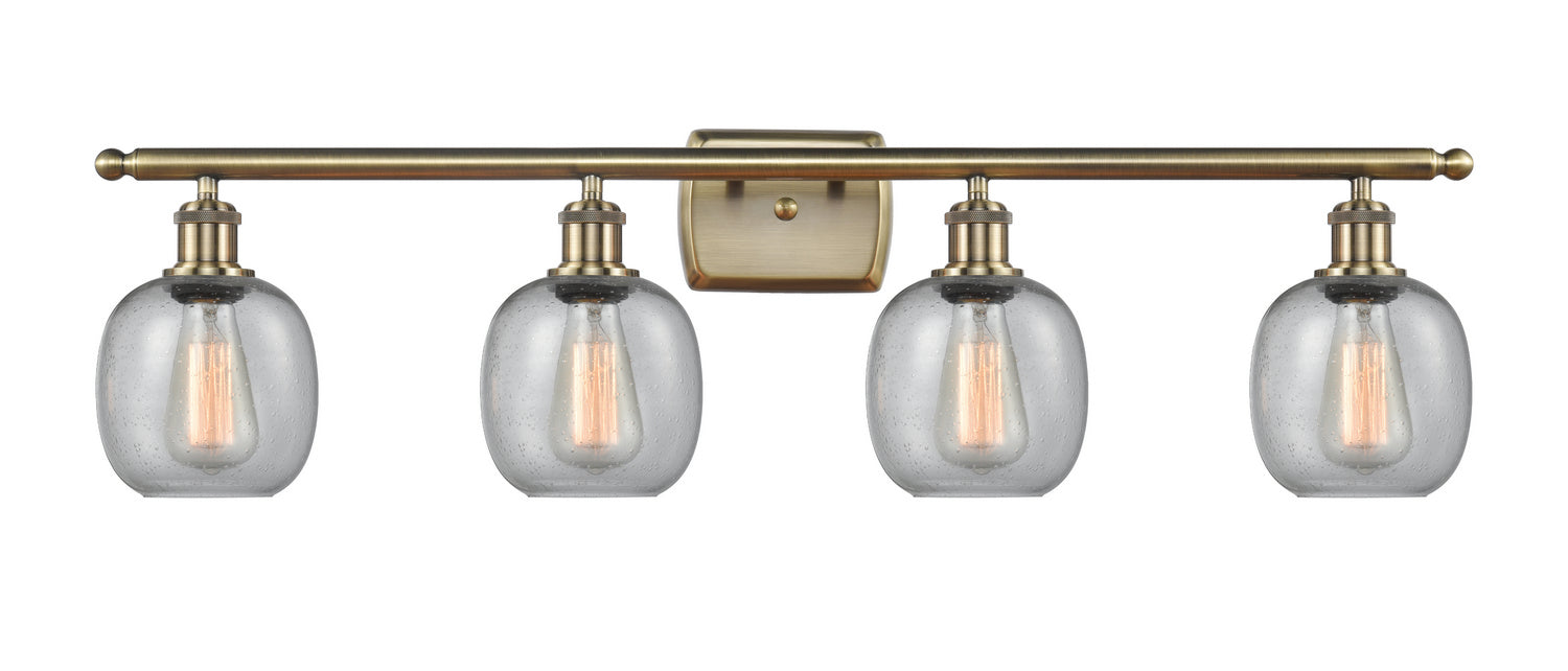 Innovations 516-4W-AB-G104 Four Light Bath Vanity, Antique Brass