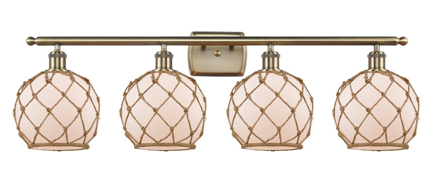 Innovations 516-4W-AB-G121-8RB Four Light Bath Vanity, Antique Brass