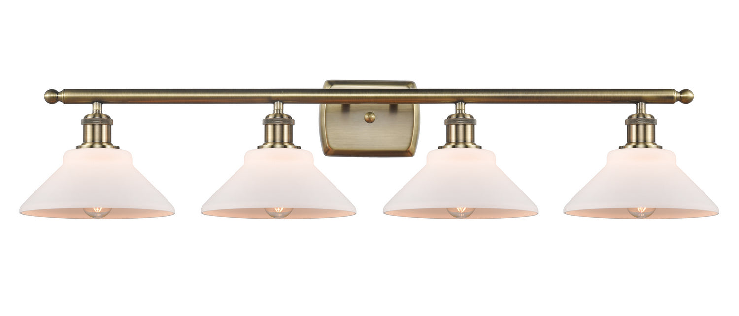 Innovations 516-4W-AB-G131 Four Light Bath Vanity, Antique Brass
