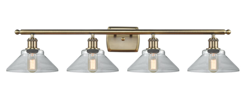 Innovations 516-4W-AB-G132 Four Light Bath Vanity, Antique Brass