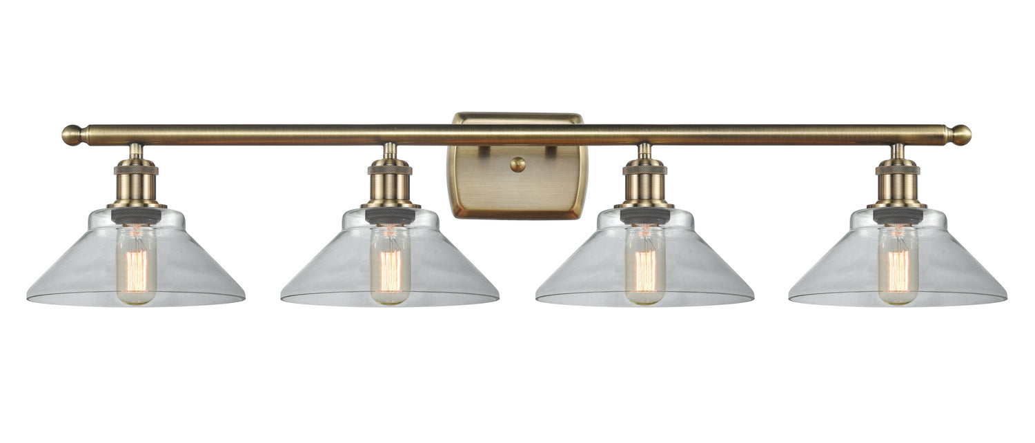 Innovations 516-4W-AB-G132 Four Light Bath Vanity, Antique Brass