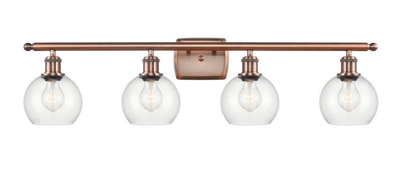 Innovations 516-4W-AC-G122-6 Four Light Bath Vanity, Antique Copper