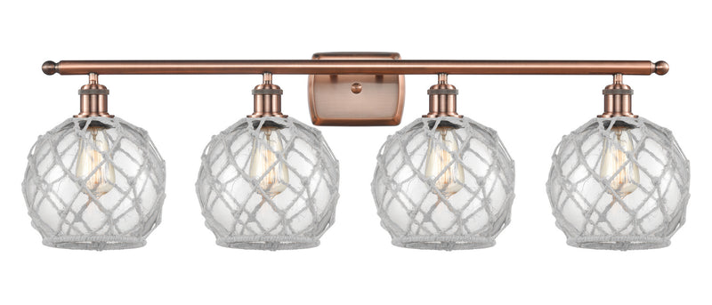 Innovations 516-4W-AC-G122-8RW Four Light Bath Vanity, Antique Copper