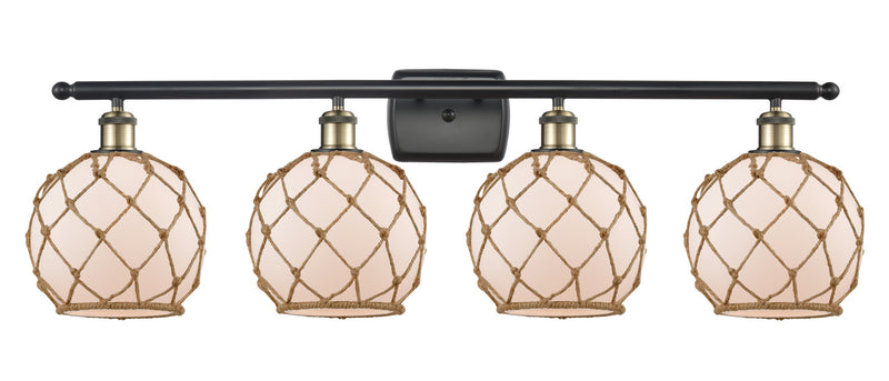 Innovations 516-4W-BAB-G121-8RB Four Light Bath Vanity, Black Antique Brass