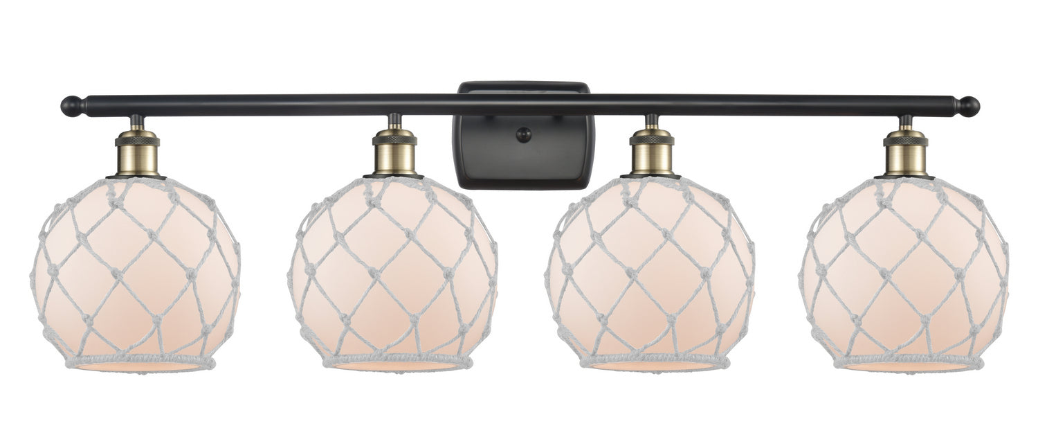 Innovations 516-4W-BAB-G121-8RW Four Light Bath Vanity, Black Antique Brass