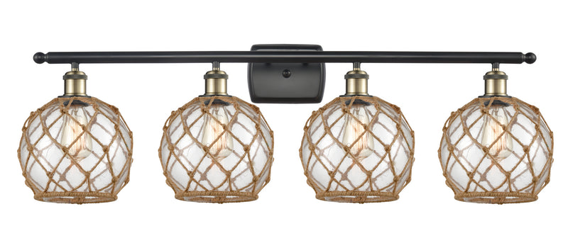 Innovations 516-4W-BAB-G122-8RB Four Light Bath Vanity, Black Antique Brass
