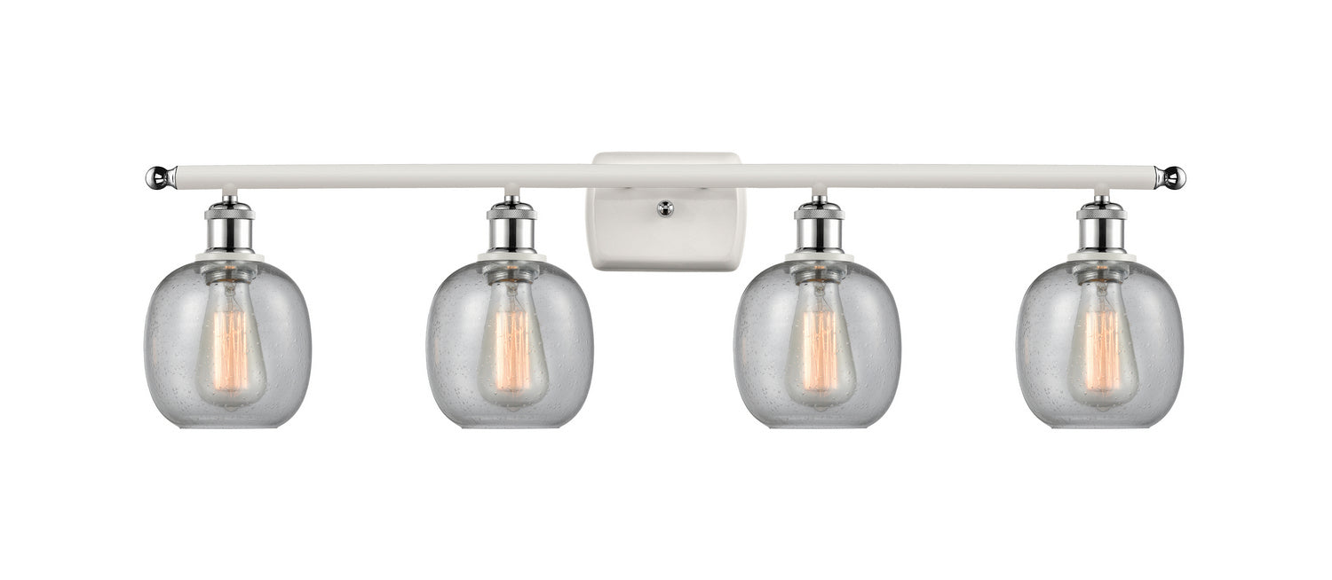 Innovations 516-4W-WPC-G104 Four Light Bath Vanity, White Polished Chrome