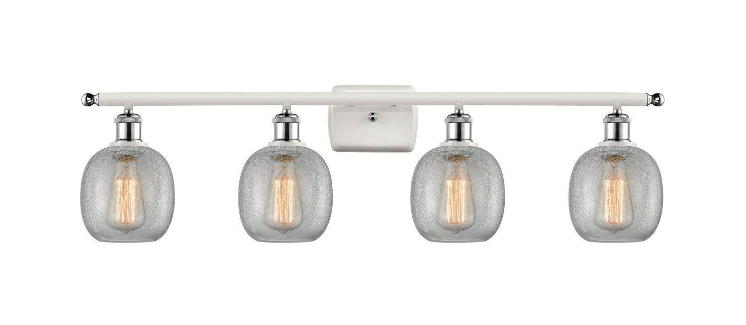 Innovations 516-4W-WPC-G105 Four Light Bath Vanity, White Polished Chrome