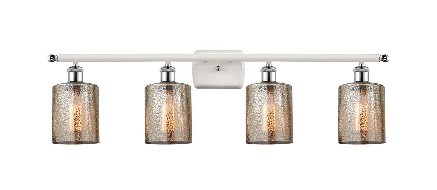 Innovations 516-4W-WPC-G116 Four Light Bath Vanity, White Polished Chrome