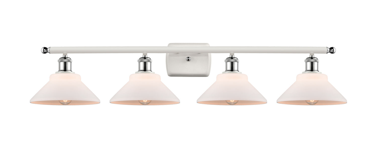Innovations 516-4W-WPC-G131 Four Light Bath Vanity, White Polished Chrome