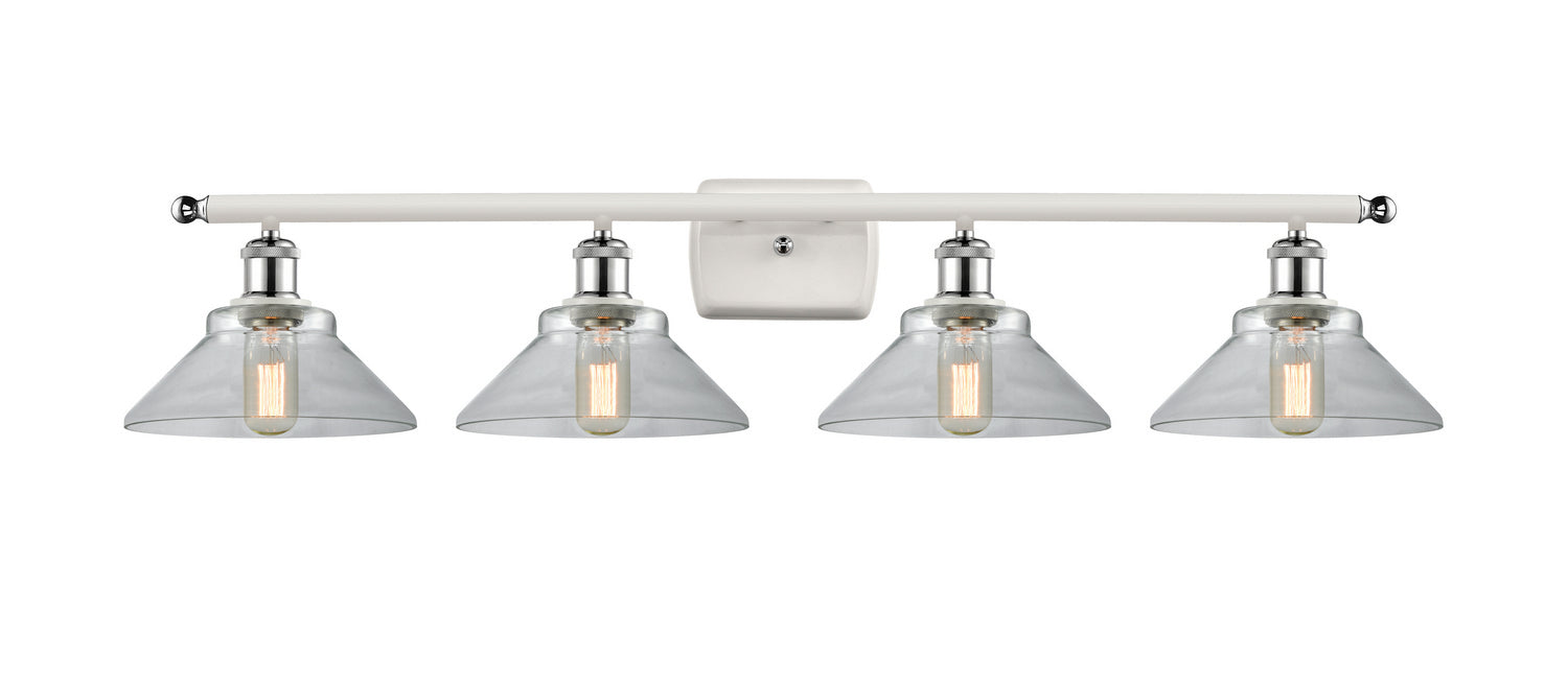 Innovations 516-4W-WPC-G132 Four Light Bath Vanity, White Polished Chrome