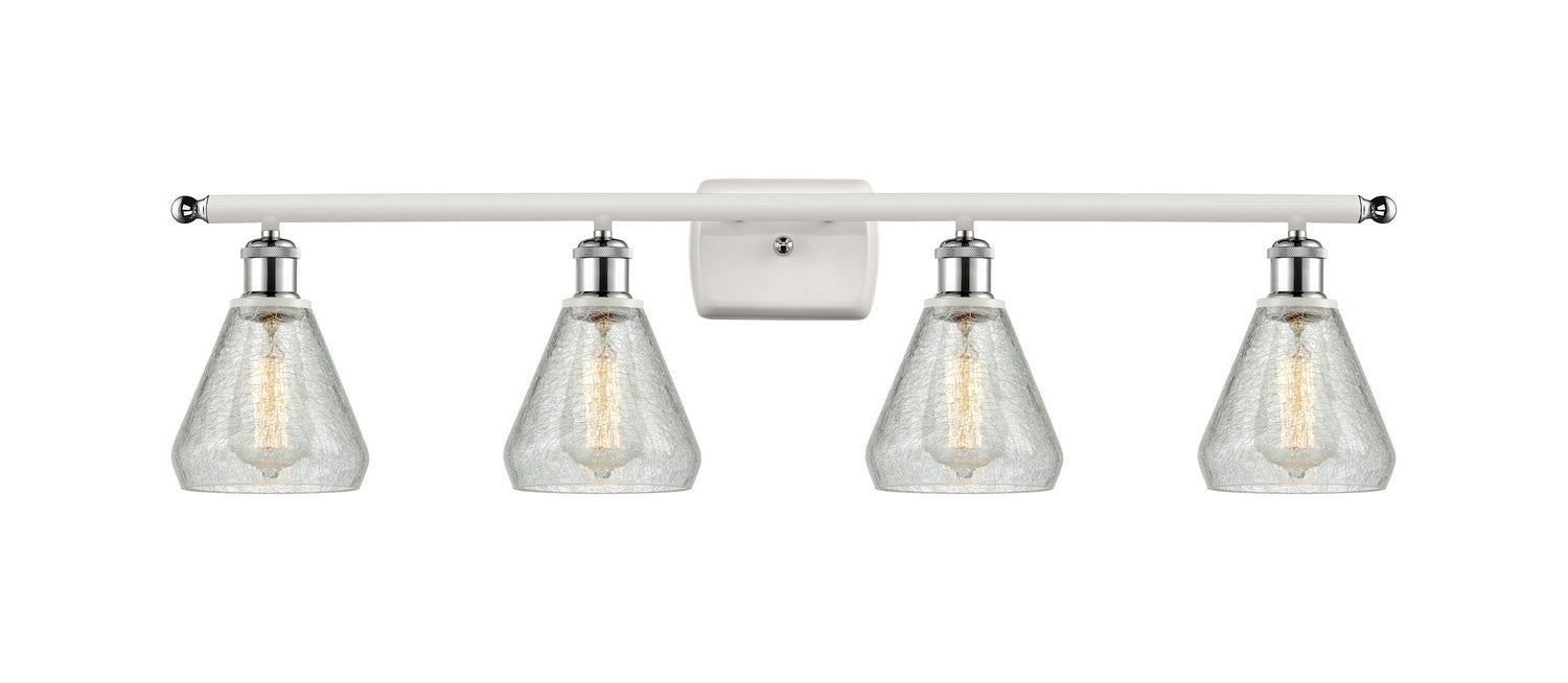 Innovations 516-4W-WPC-G275 Four Light Bath Vanity, White Polished Chrome